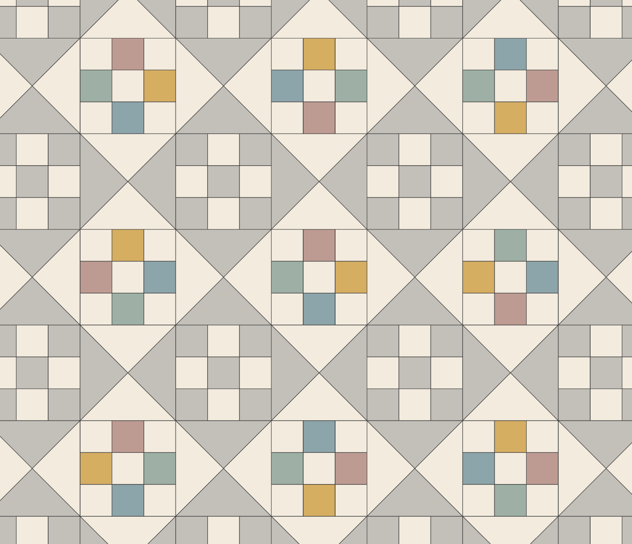 Patterned tile design with geometric shapes on a neutral background