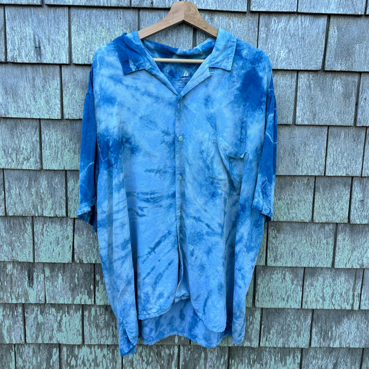 Upcycled GH Bass and Co Linen and Silk Button down Men's Size XL