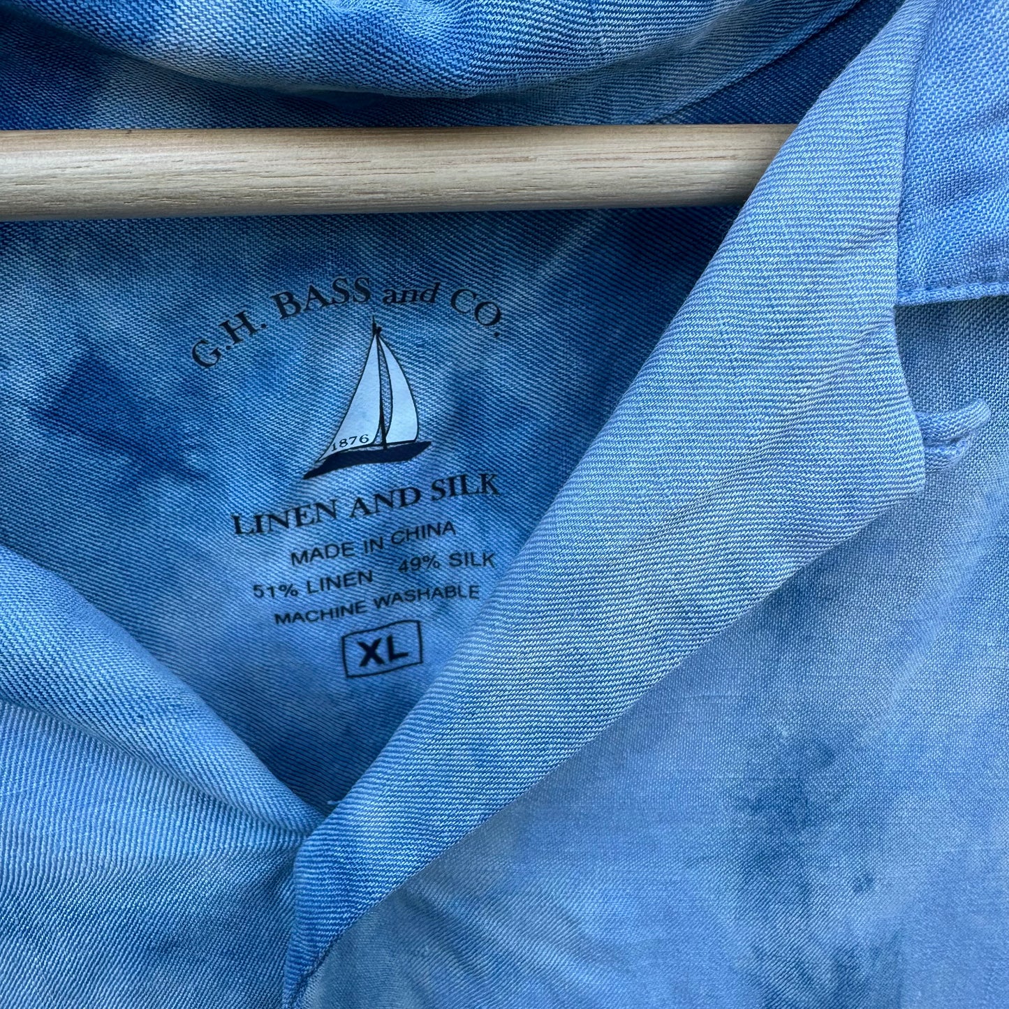 Upcycled GH Bass and Co Linen and Silk Button down Men's Size XL