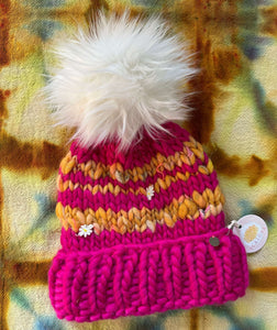 Scalora The Label Sophia Hat Hot Pink and Yellow