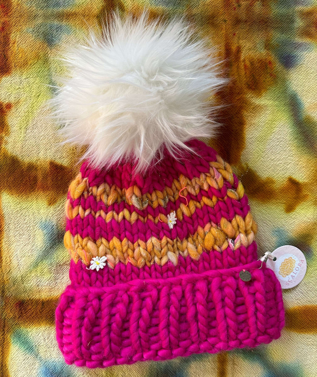 Eco Friendly Scalora the Label Sophia Hat Multicolor Recycled Yarn Pompom